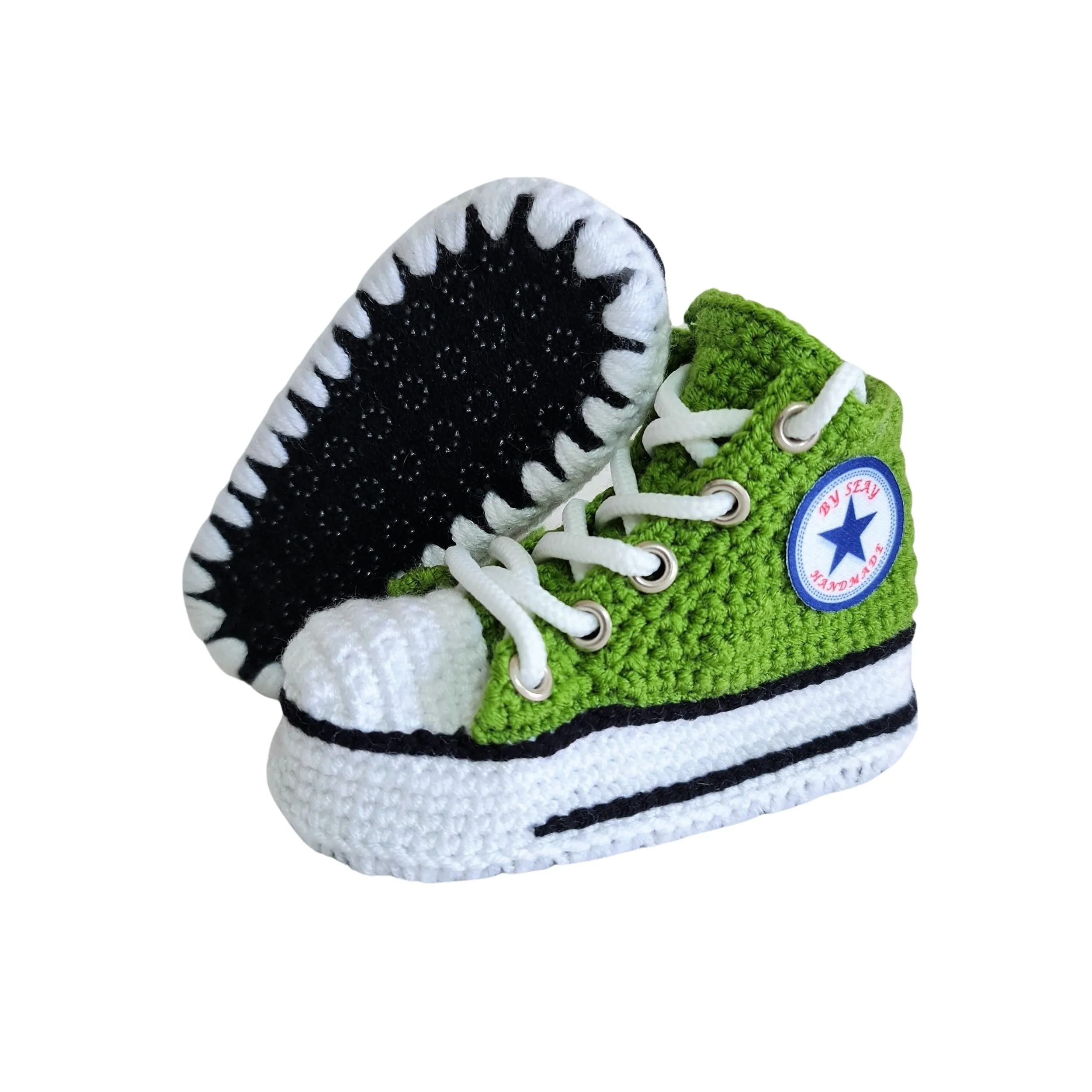 Green Canvas Baby Natural Cotton Booties Socks Sneakers Slippers