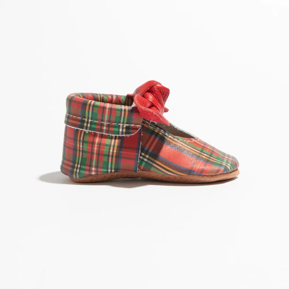 Holly Tartan Knotted Bow Baby Shoe