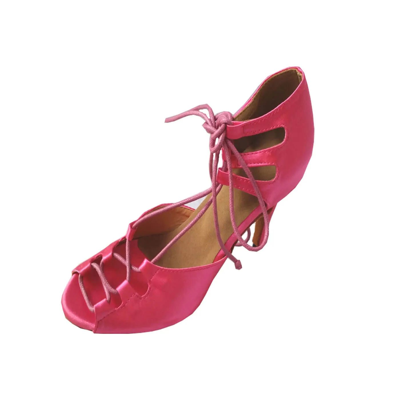 Hot Pink Lace Up Ballroom Latin Salsa Bachata Dance Shoes