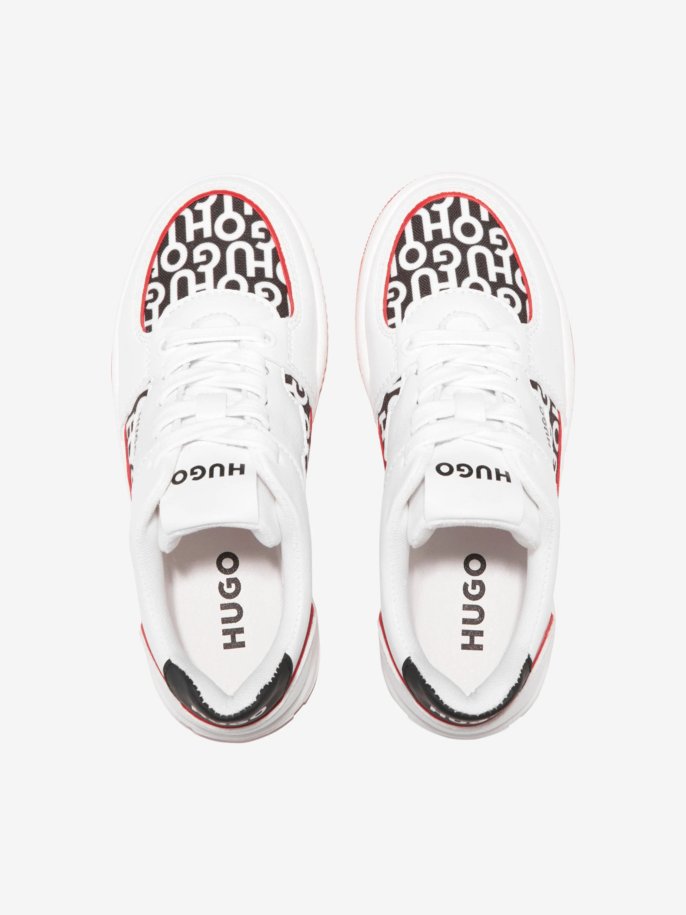 Hugo Boys Faux Leather Logo Trainers in White