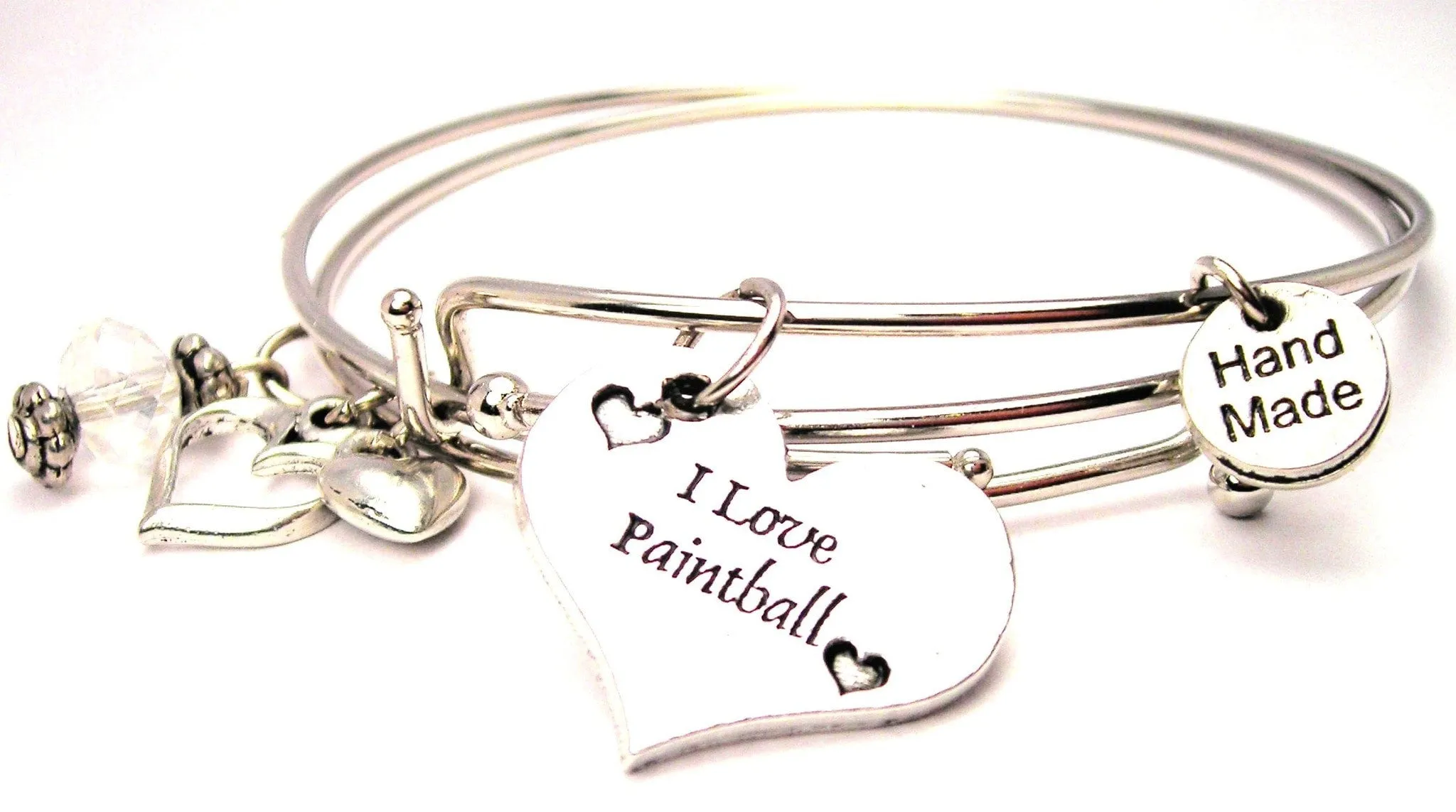 I Love Paintball Triple Style Expandable Bangle Bracelet