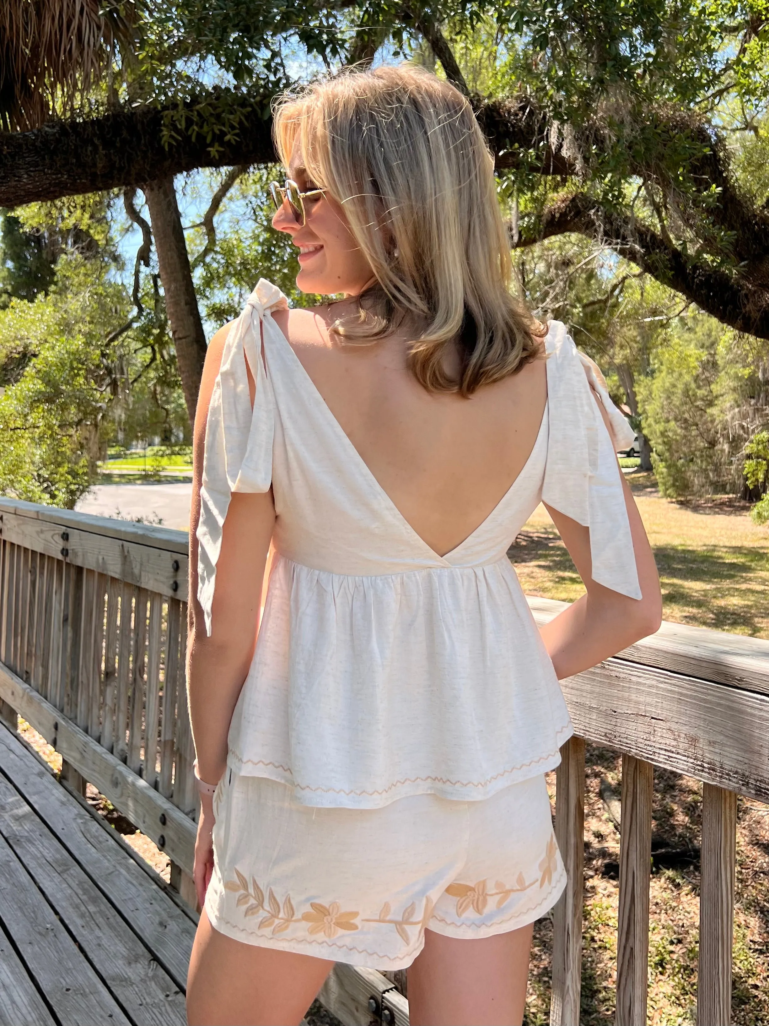 JADE EMBROIDERED TANK IN OATMEAL