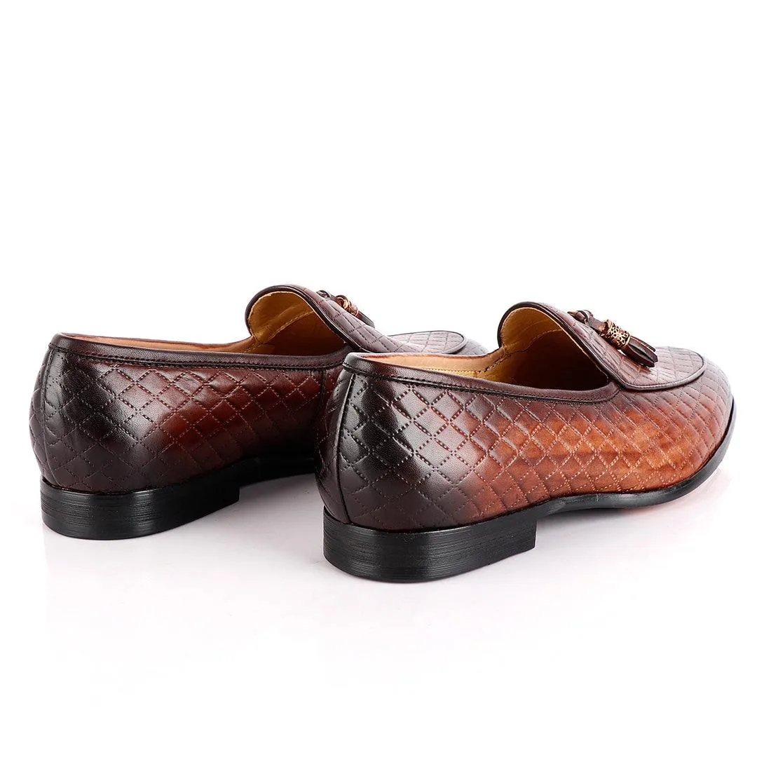 John Foster Croc Skin Men's Shoe With Tassel-Coffee