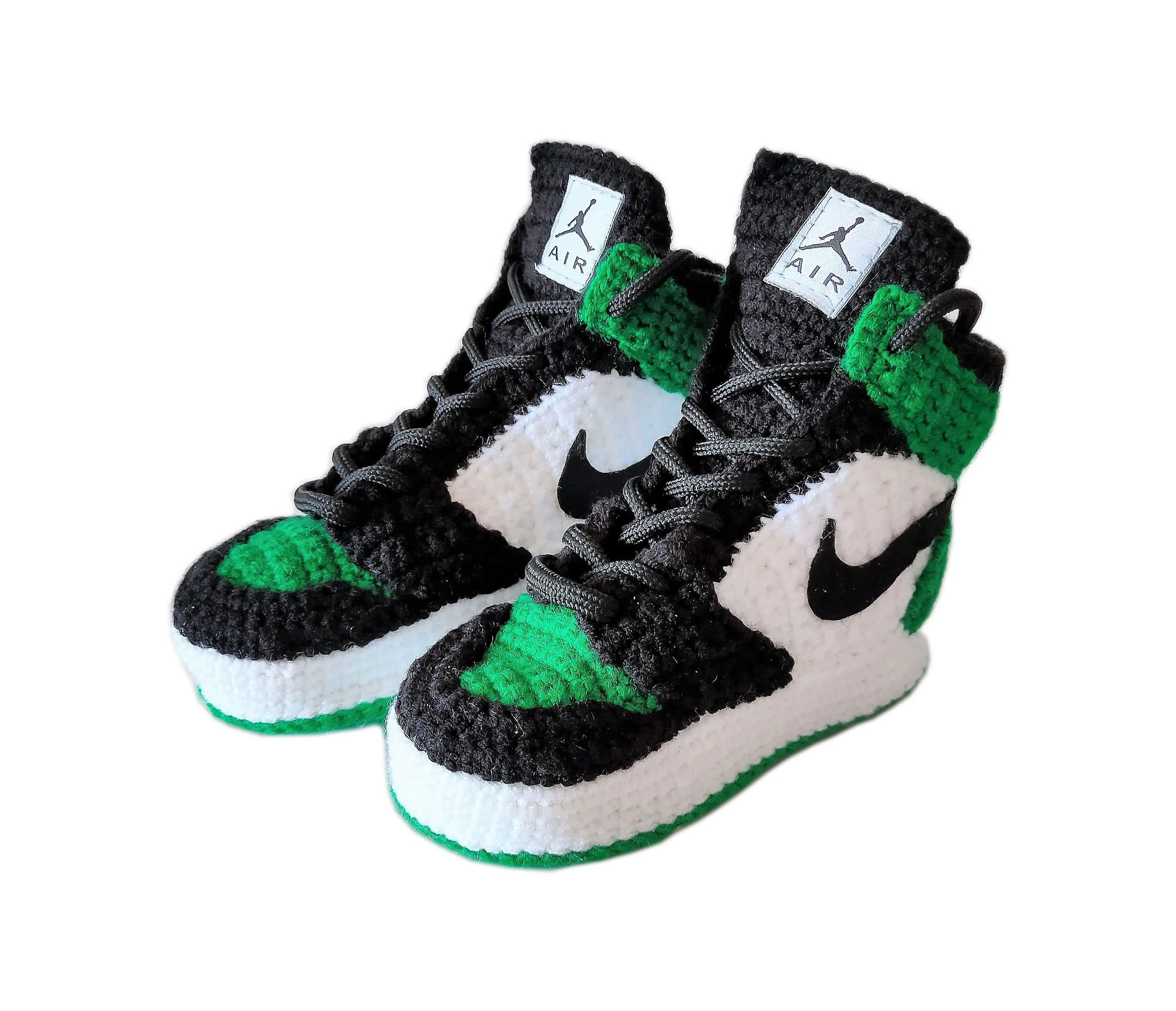 Jordan Green Baby Crochet Sneakers Toddler Boy Girl Handmade Shoes Slippers