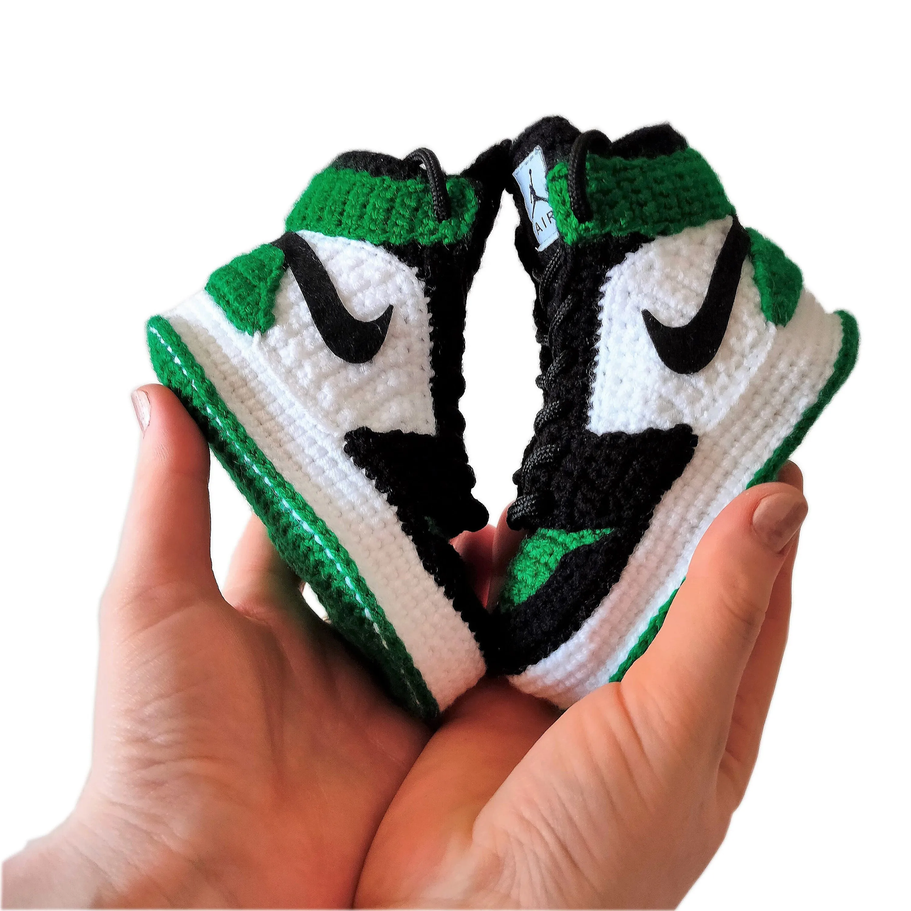 Jordan Green Baby Crochet Sneakers Toddler Boy Girl Handmade Shoes Slippers