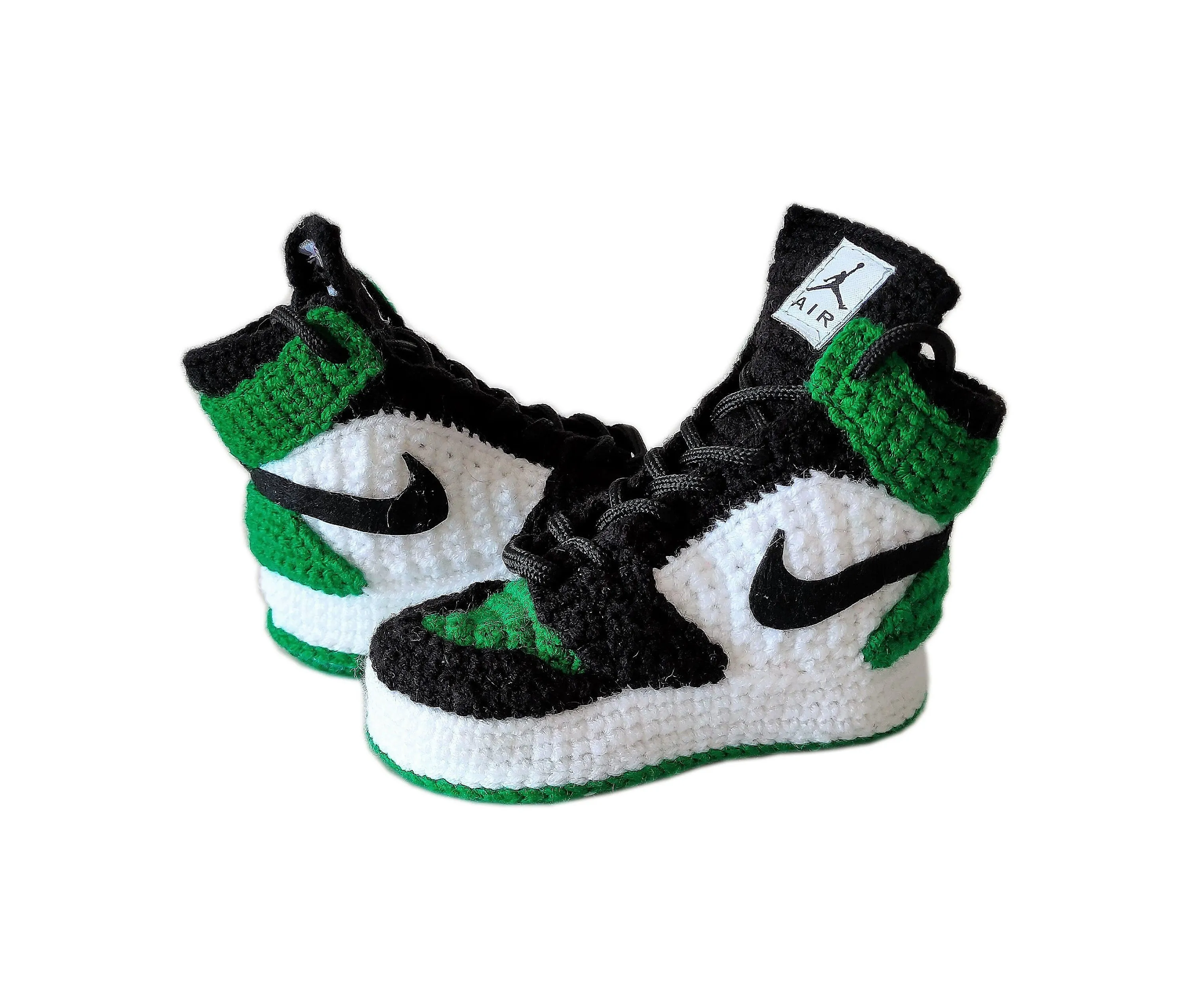 Jordan Green Baby Crochet Sneakers Toddler Boy Girl Handmade Shoes Slippers