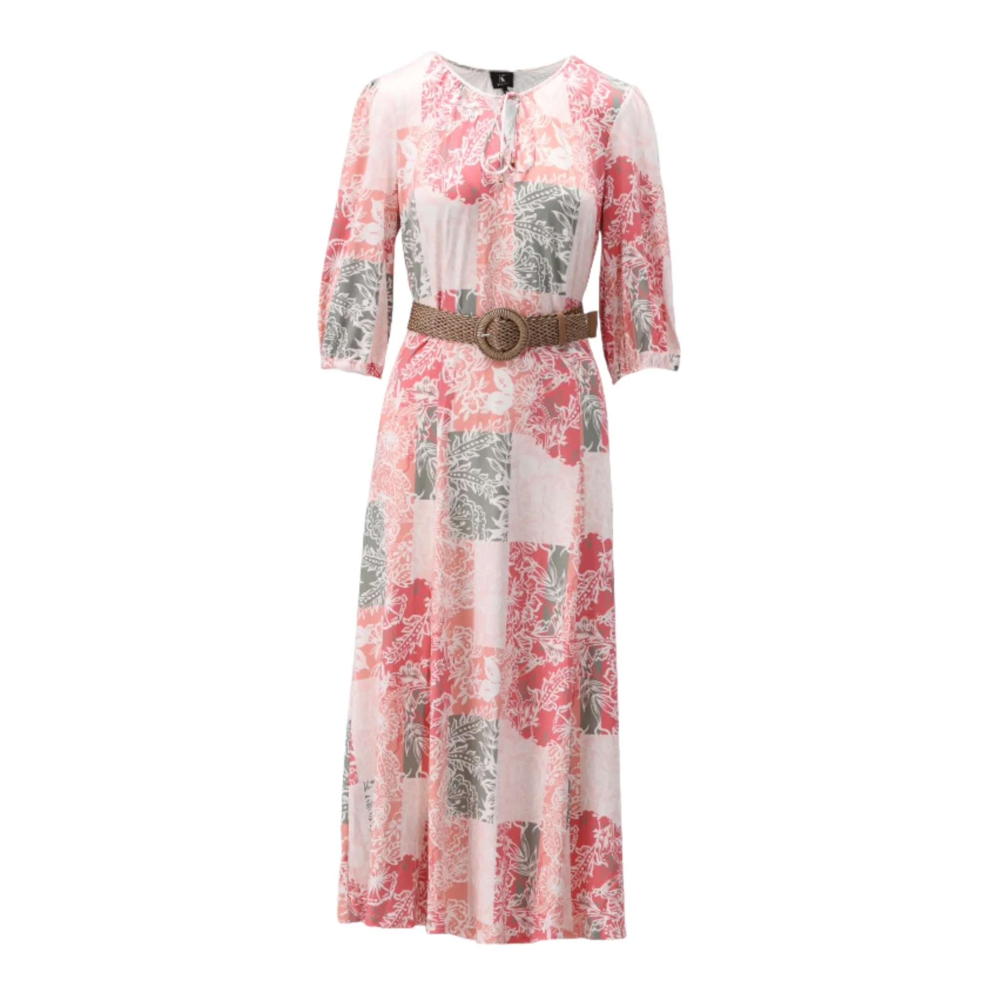 K Design Floral Print Midi Dress Pink