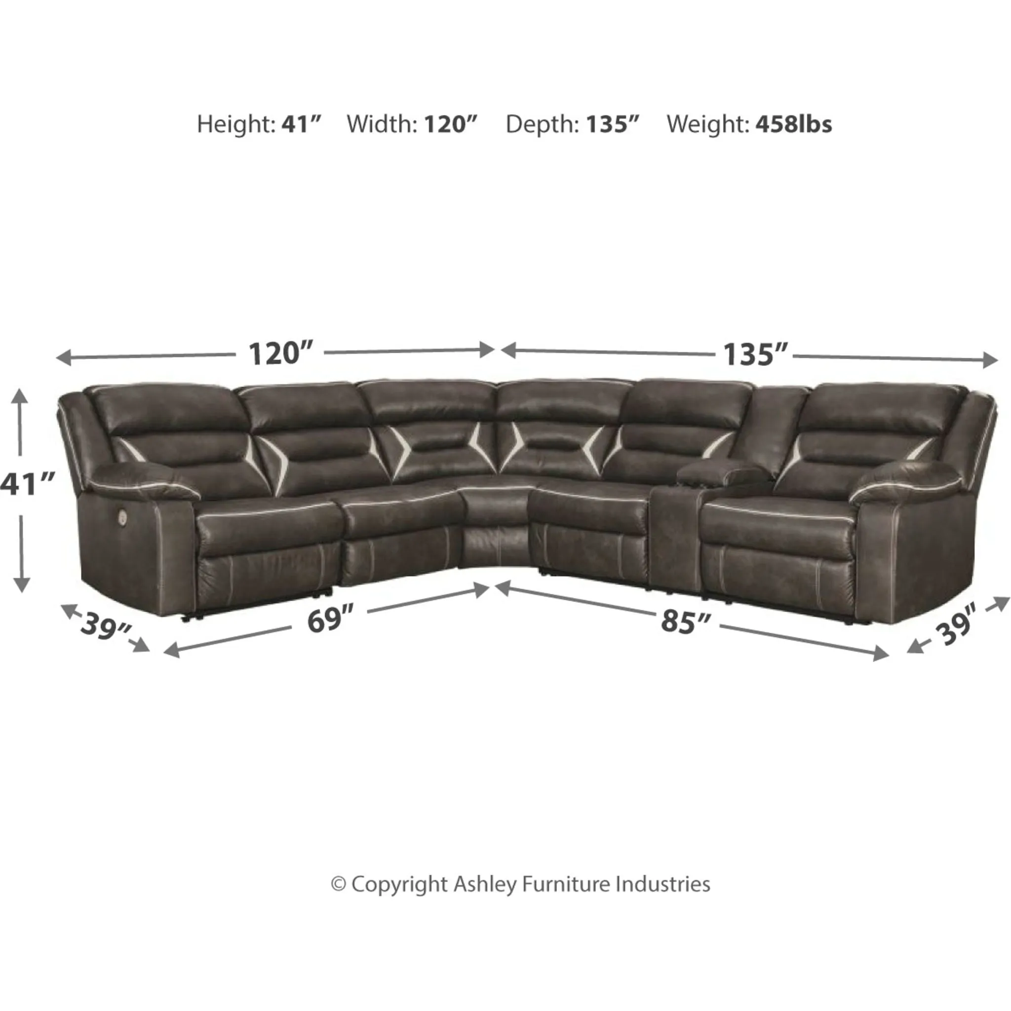 Kincord 4 Piece Reclining Sectional