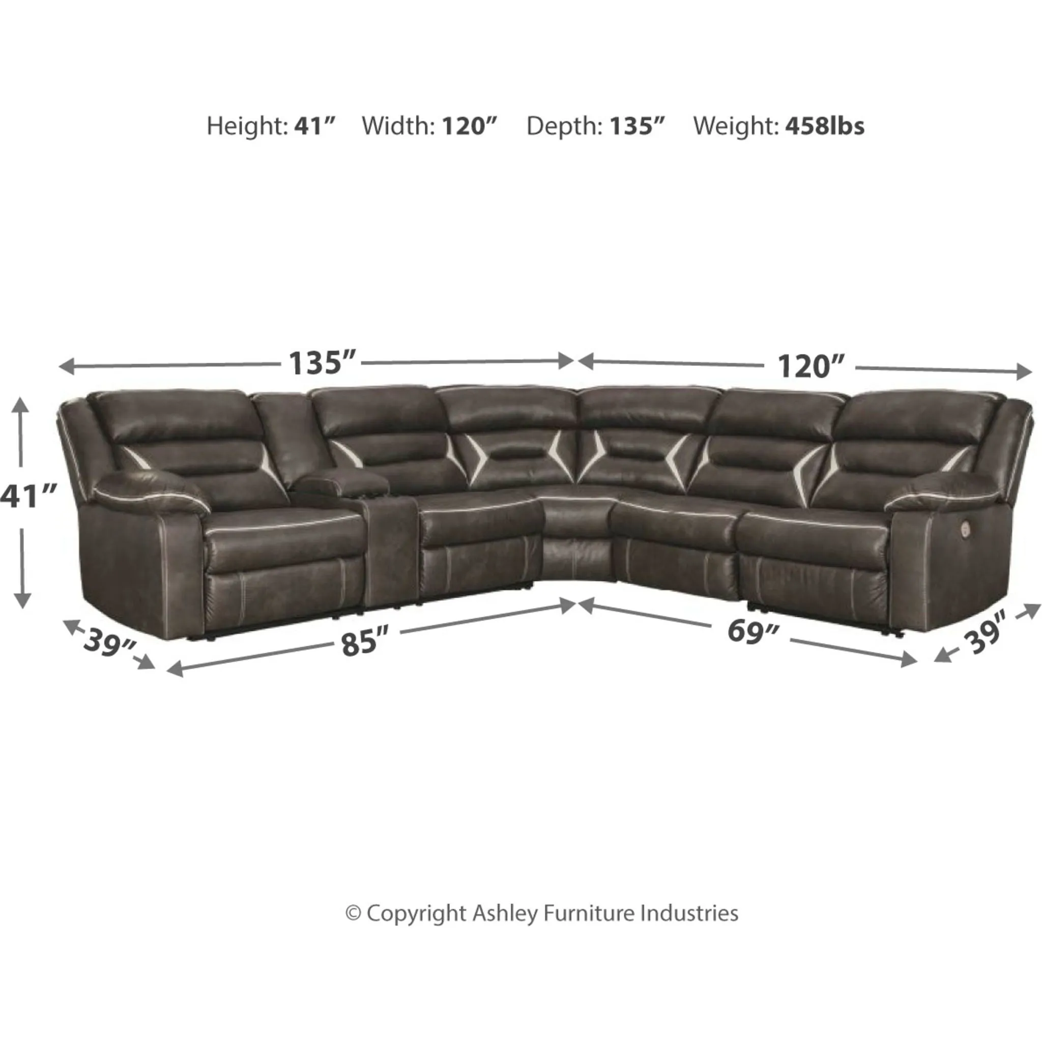 Kincord 4 Piece Reclining Sectional