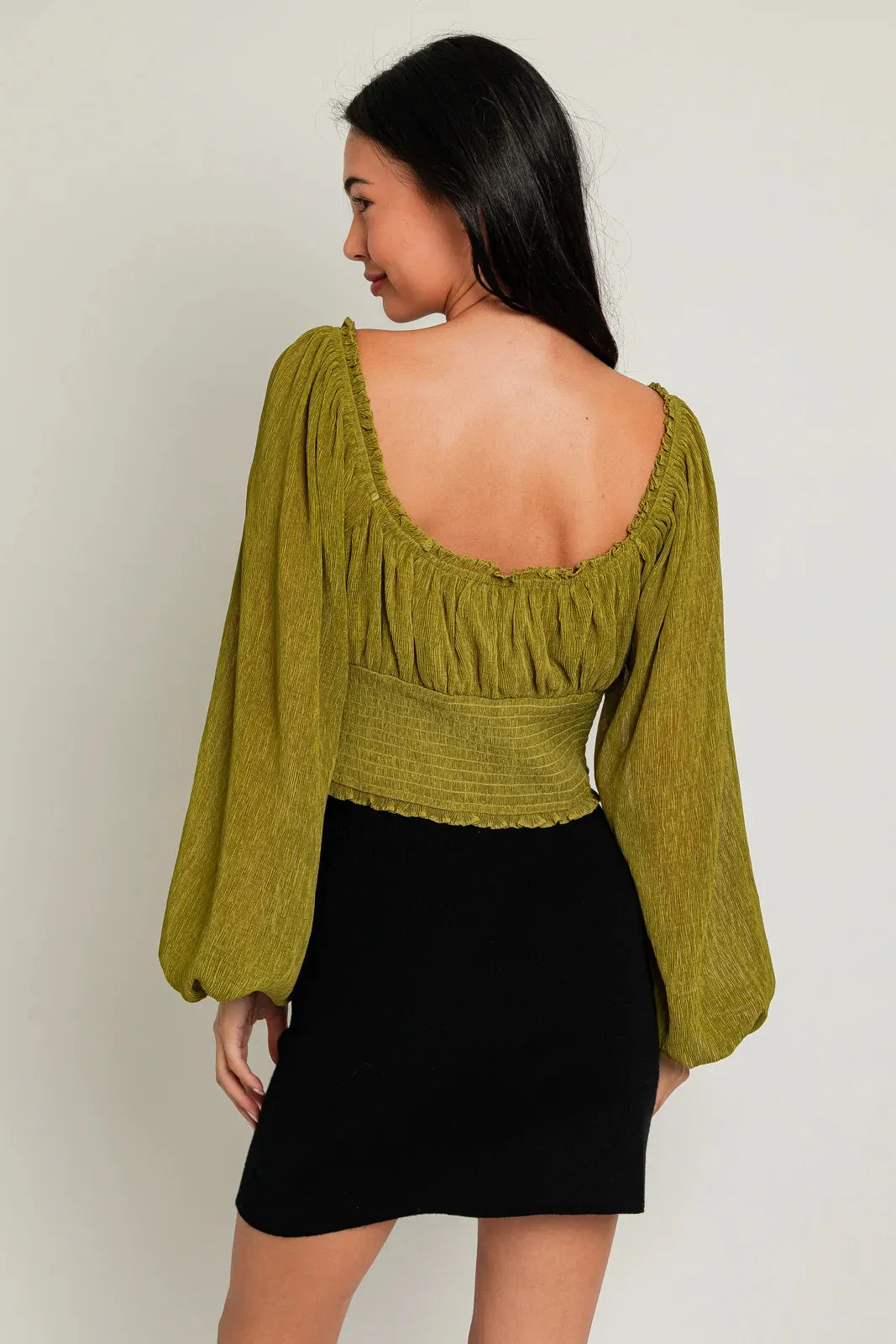 Lauren Crop Smocked Top