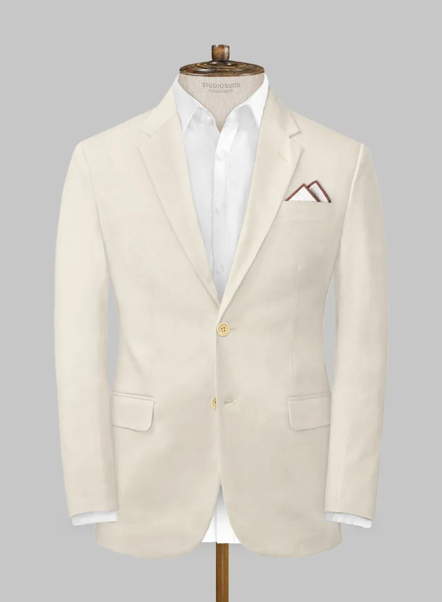 Light Beige Feather Cotton Canvas Stretch Jacket