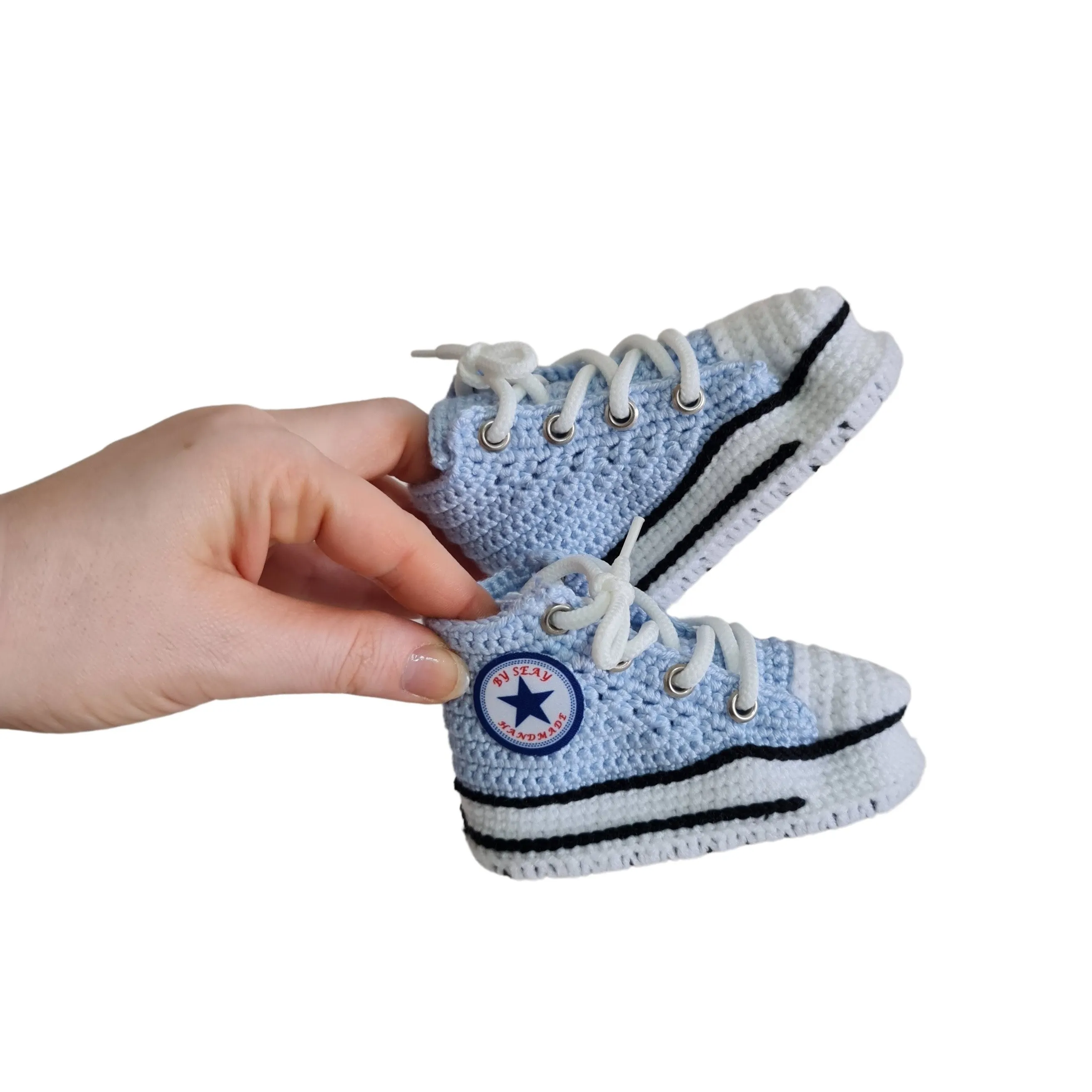 Light Blue Baby Booties Natural Cotton Slippers Sneakers Booties