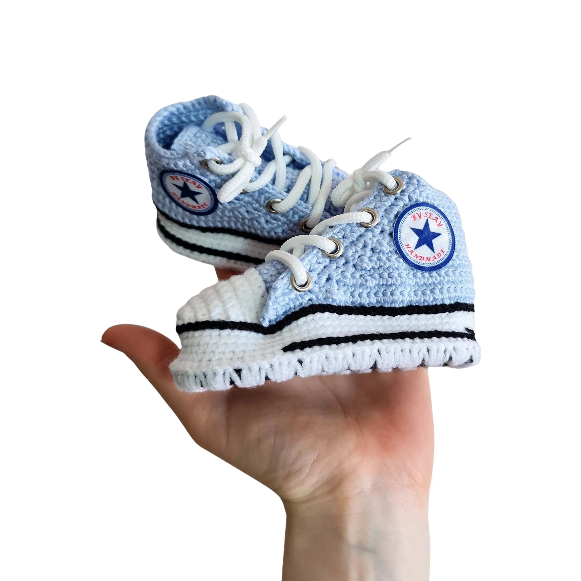 Light Blue Baby Booties Natural Cotton Slippers Sneakers Booties