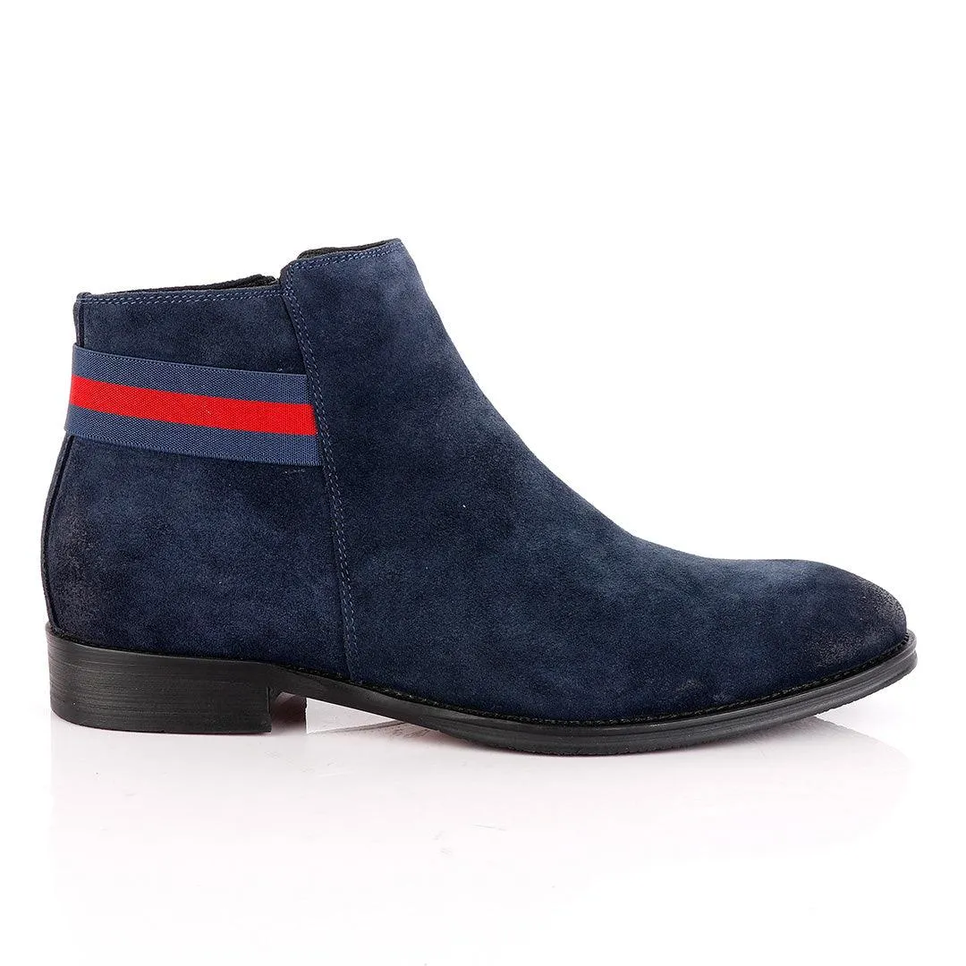 Massimo Dutti Chelsea Strap up Blue Suede Shoe