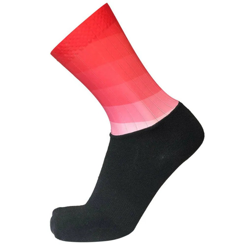 Men Women Gradient Color Socks Silicone Antiskidding Breathable Short Socks for Cycling Running Mountaineering