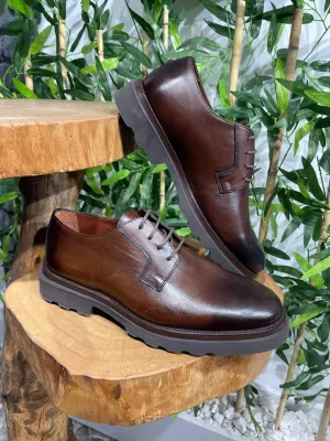 Men's Brown Leather Derby Shoes – Stylish and Durable Formal Footwear for Office, Weddings, and Everyday Elegance.