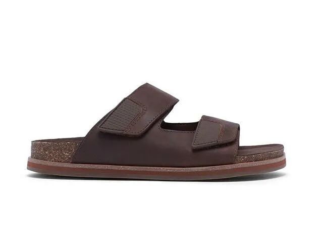 Mens Hush Puppies Cracker Brown Sandals Slip On Leather Shoes