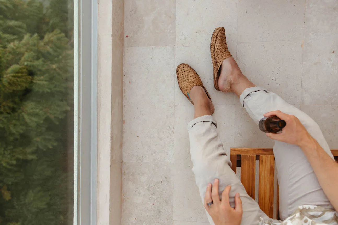 Men's Woven City Slipper in Honey   Stripes by Mohinders