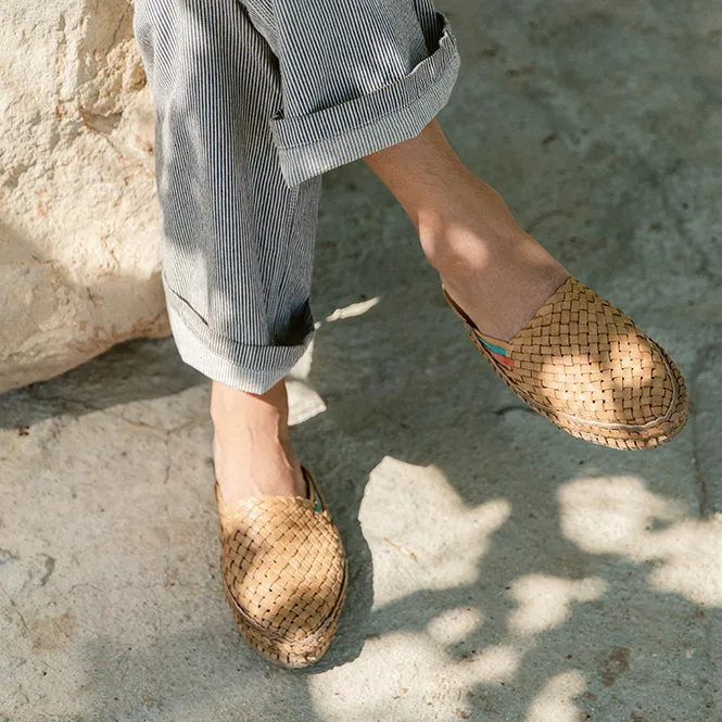 Men's Woven City Slipper in Honey   Stripes by Mohinders