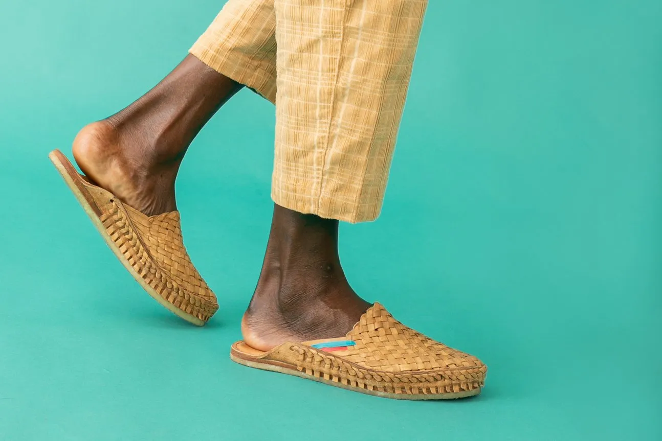 Men's Woven City Slipper in Honey   Stripes by Mohinders