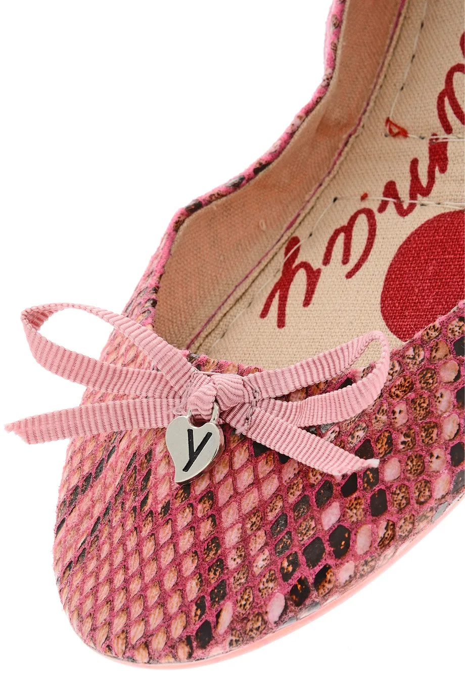 MIRIAM Pink Snakeprint Ballerinas