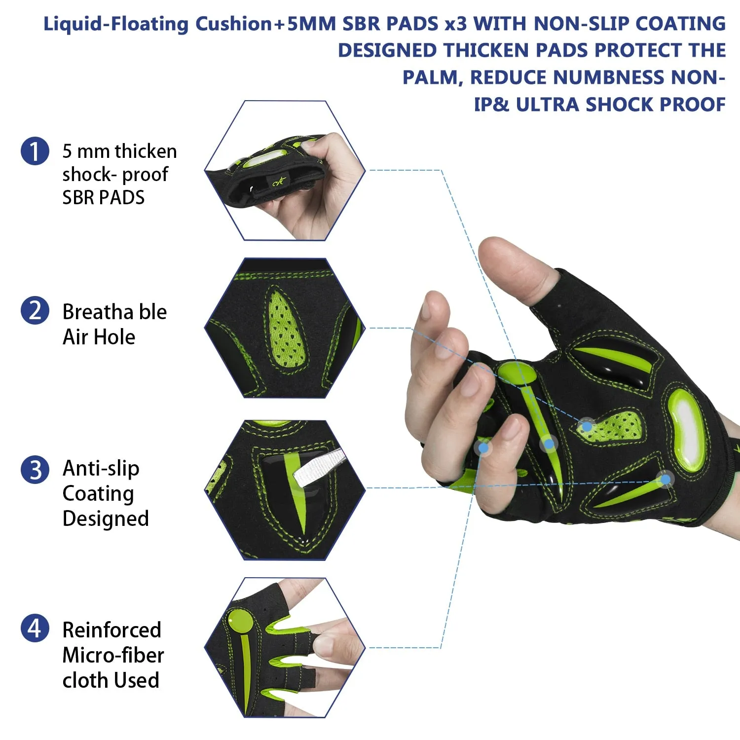 MOREOK Bike Gloves 5MM Liquid Gel Pad Bicycle Gloves Shockproof