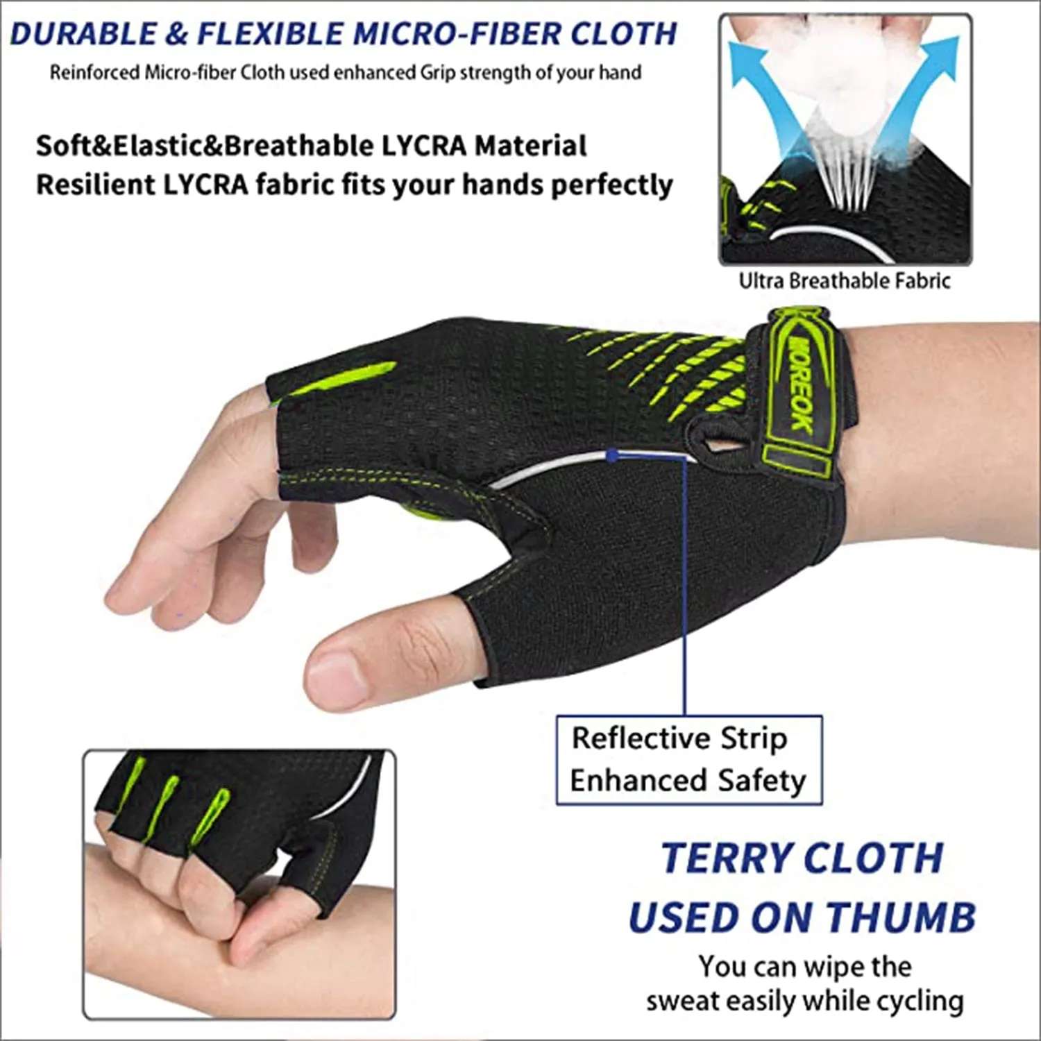 MOREOK Bike Gloves 5MM Liquid Gel Pad Bicycle Gloves Shockproof