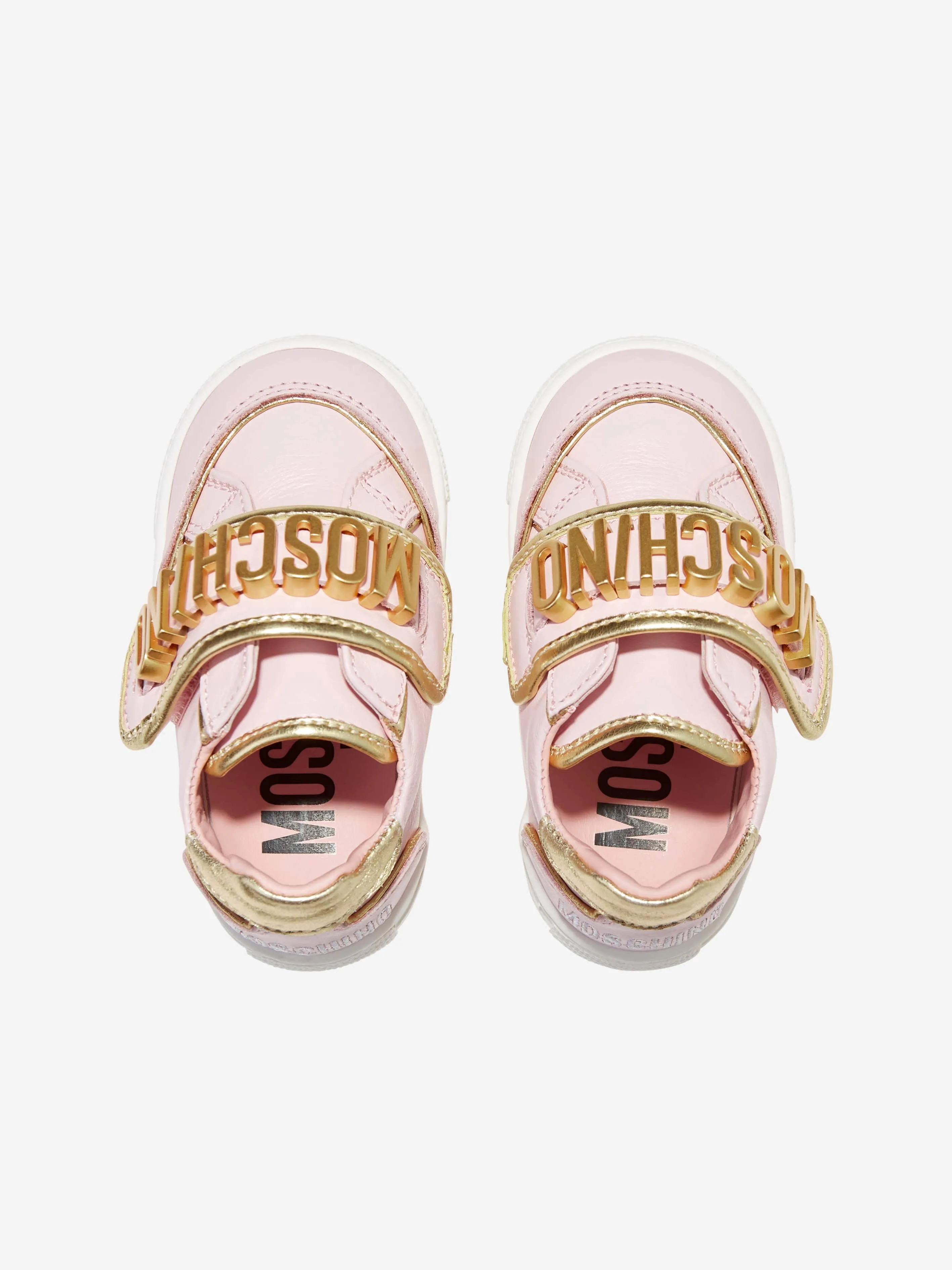 Moschino Girls Lettering Logo Trainers in Pink