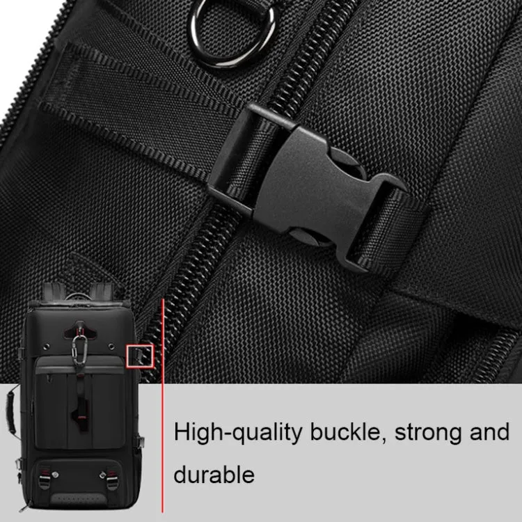 Multifunctional Large-capacity Waterproof Outdoor Mountaineering Backpack with USB Port(Black)