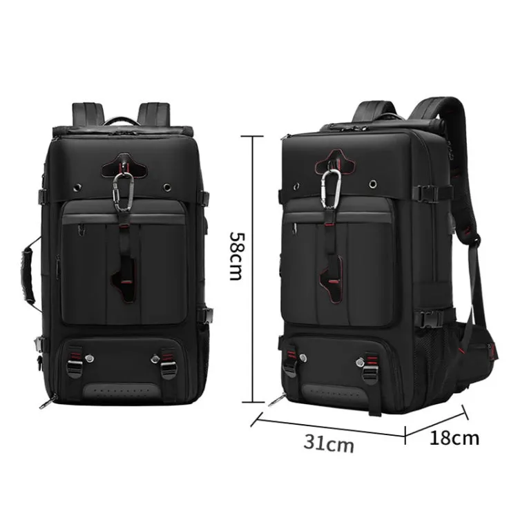 Multifunctional Large-capacity Waterproof Outdoor Mountaineering Backpack with USB Port(Black)