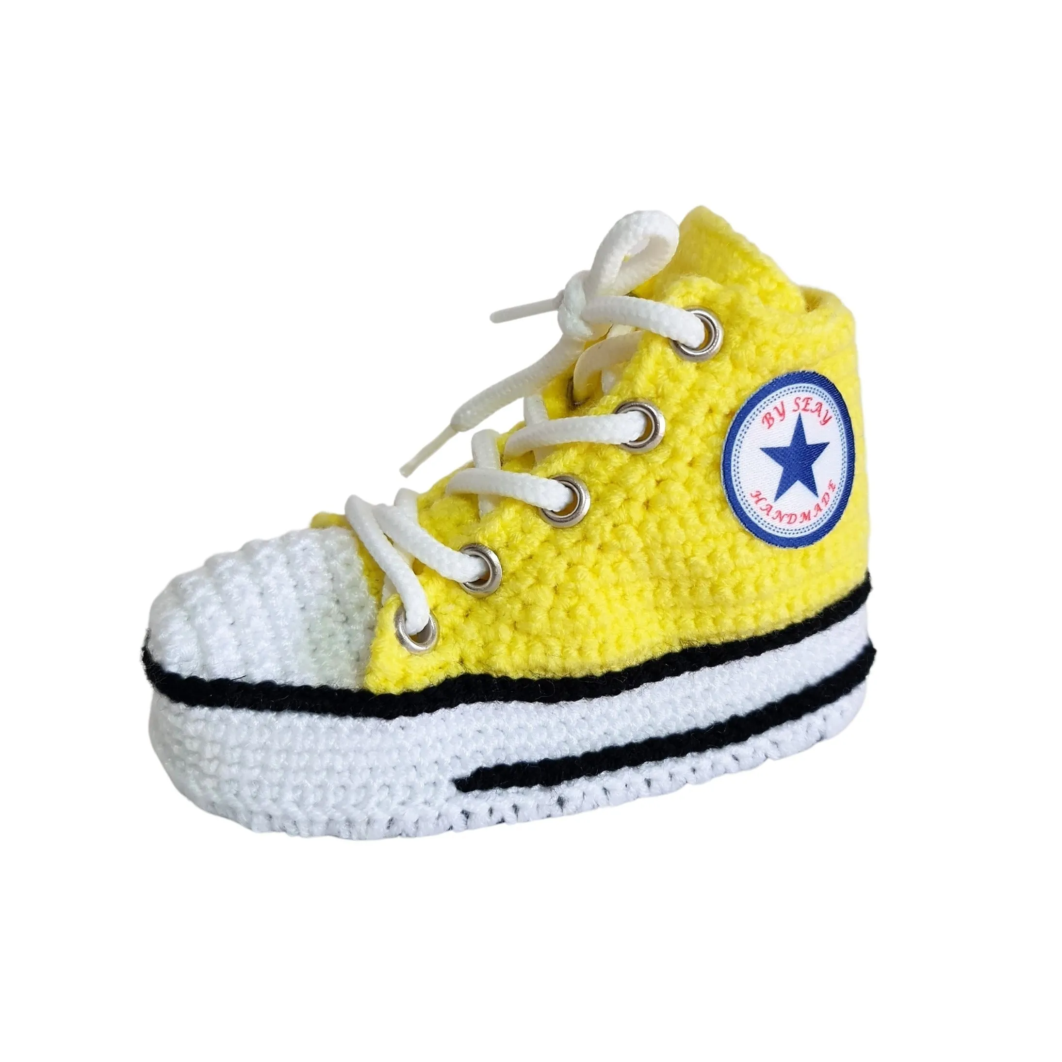 Neon Yellow Booties Canvas Baby Natural Cotton Newborn Socks