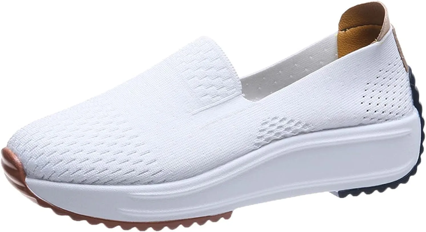 NEW Women's Casual Slip On Walking Shoes Breathable Air Sport Sneakers Non Slip Outdoor Mesh Run Shoes Mountaineering Trainers Sneakers, White, Sz 10