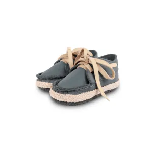 Noud Leather Baby Boat Shoe, Blue Stone