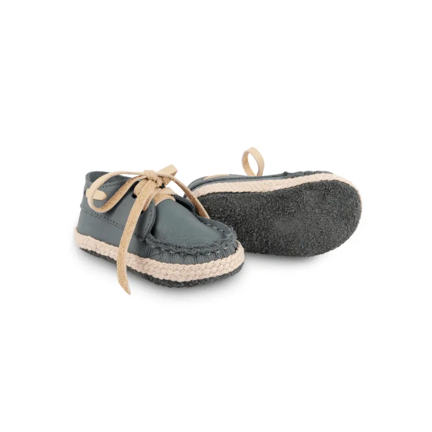 Noud Leather Baby Boat Shoe, Blue Stone