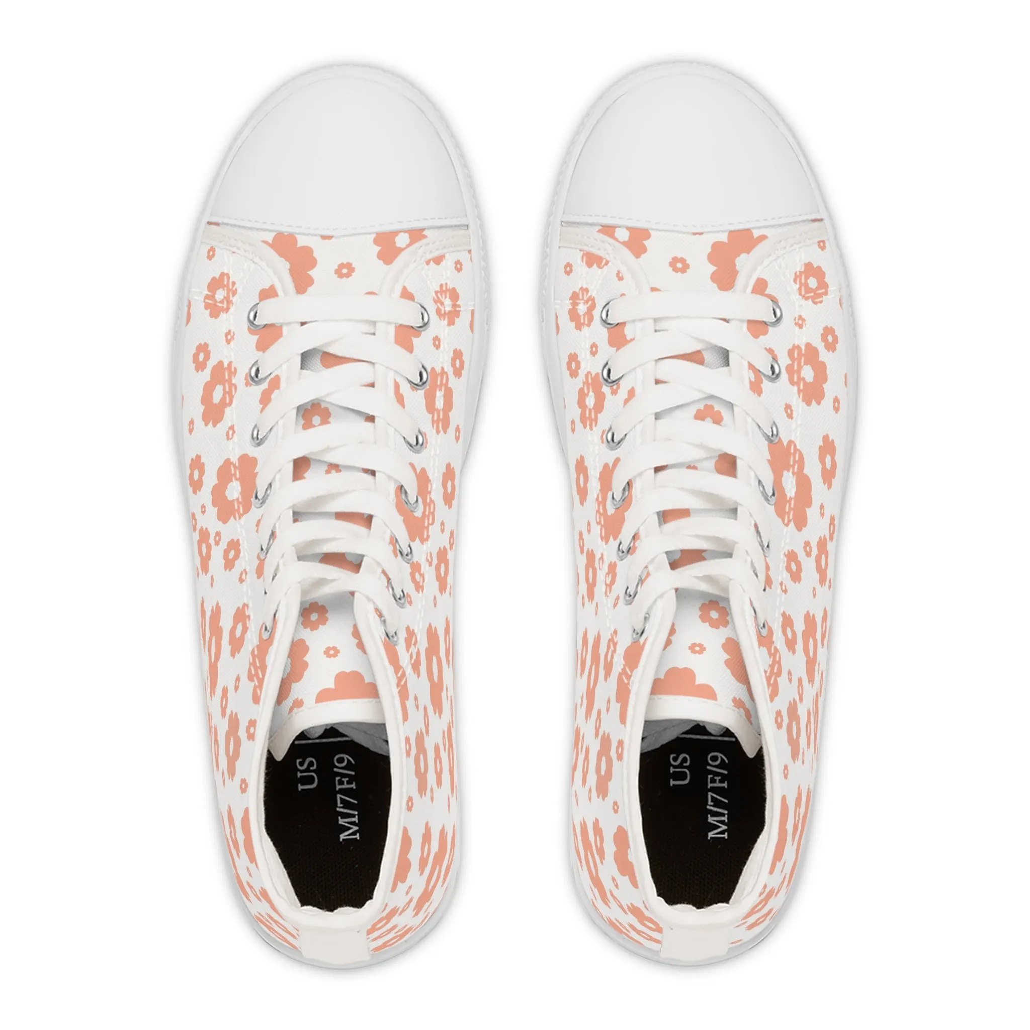 Orange Flowers Women's High Top Sneakers