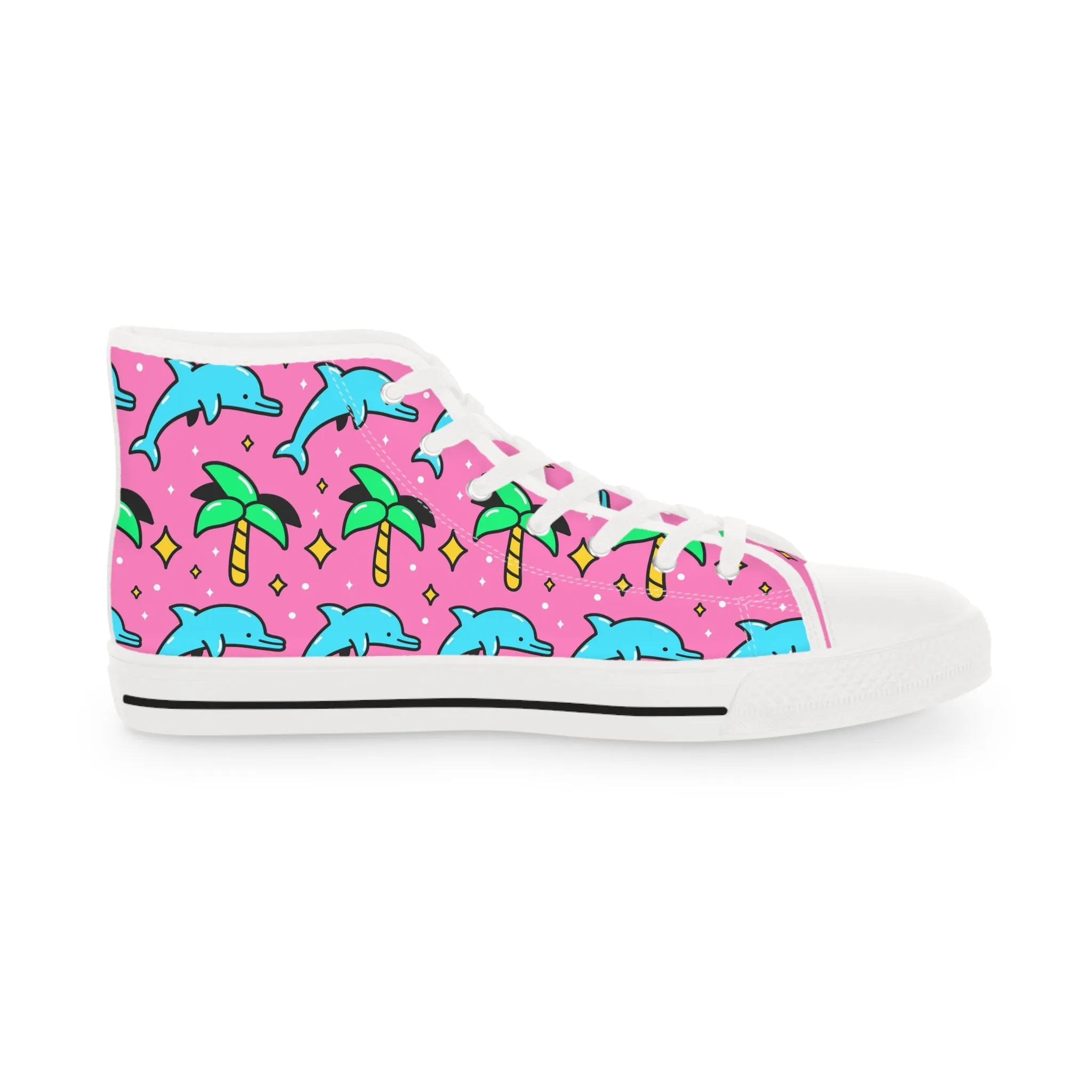 Palm Trees and Dolphins Men's High Top Sneakers