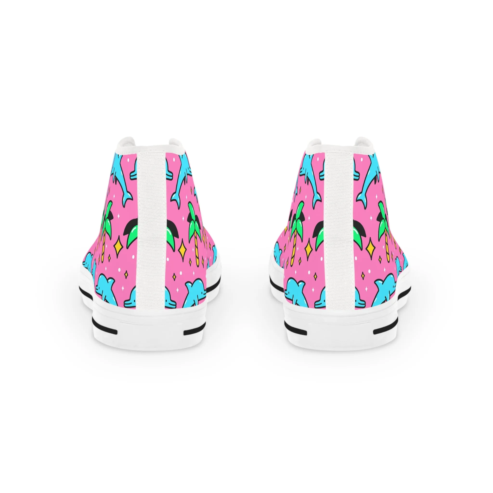 Palm Trees and Dolphins Men's High Top Sneakers