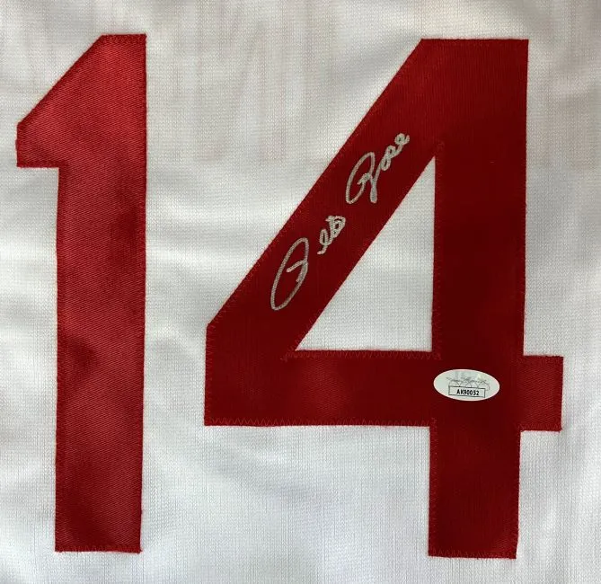 Pete Rose Cincinnati Signed White Baseball Jersey JSA Hologram