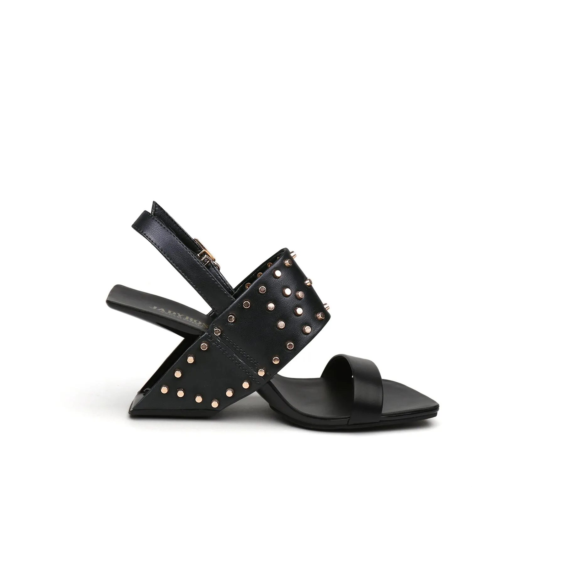 Plain Leather Studded Heel-Less Sandals