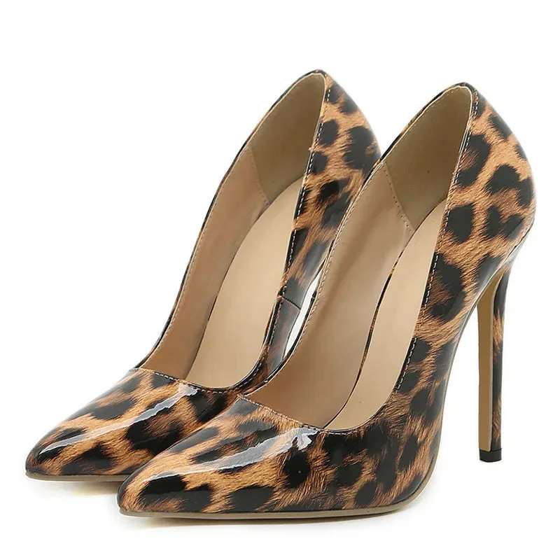 Pointed animal print Toe Slip-On Stiletto High Heel Shoes