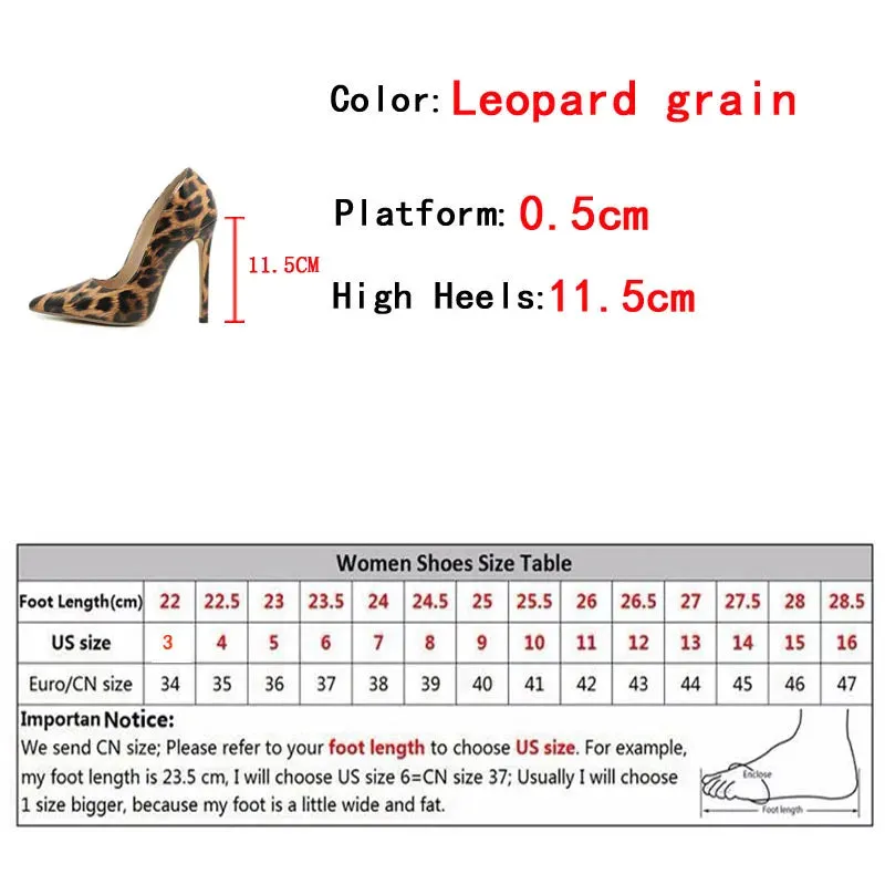 Pointed animal print Toe Slip-On Stiletto High Heel Shoes