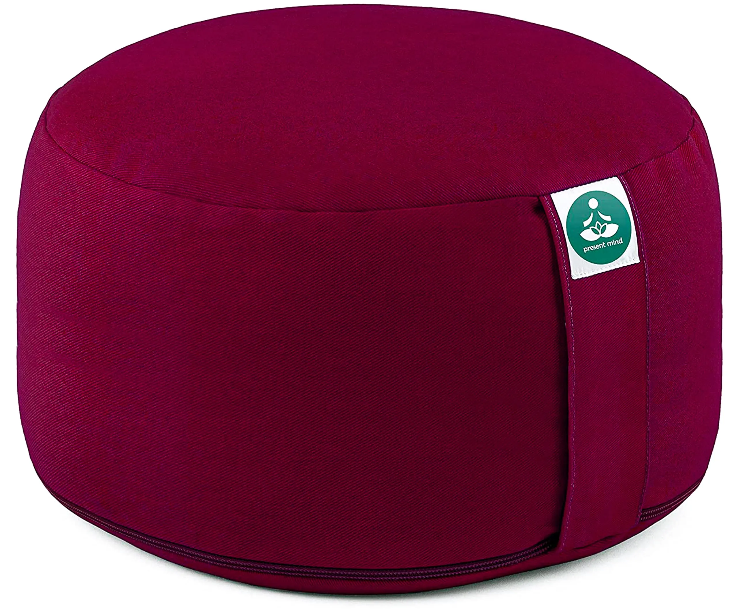 Present Mind Extra High Round Yoga Meditation Cushion (Height 8") - Color: Burgundy