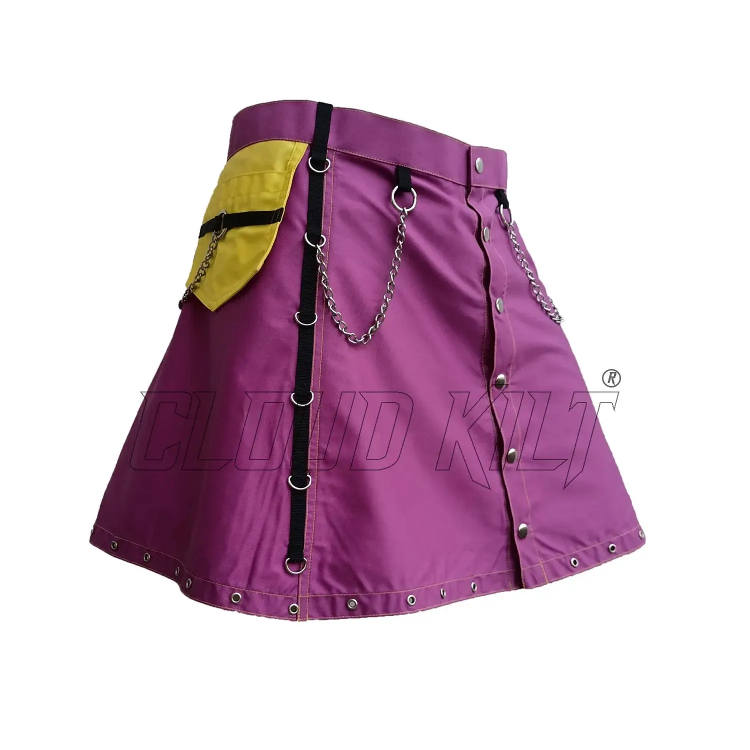 Purple With Yellow Women Fashion Kilt