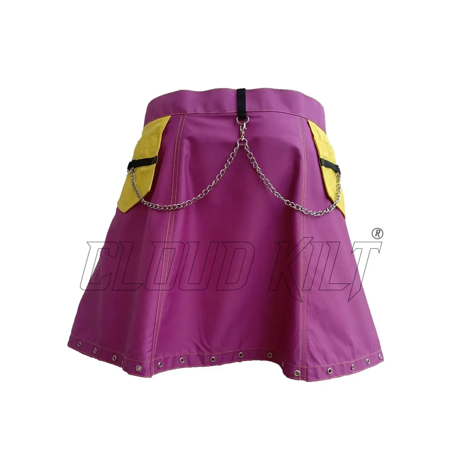 Purple With Yellow Women Fashion Kilt