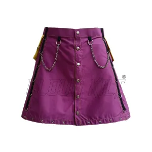 Purple With Yellow Women Fashion Kilt