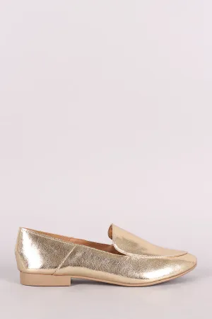 Qupid Metallic Slip-On Loafer Mules