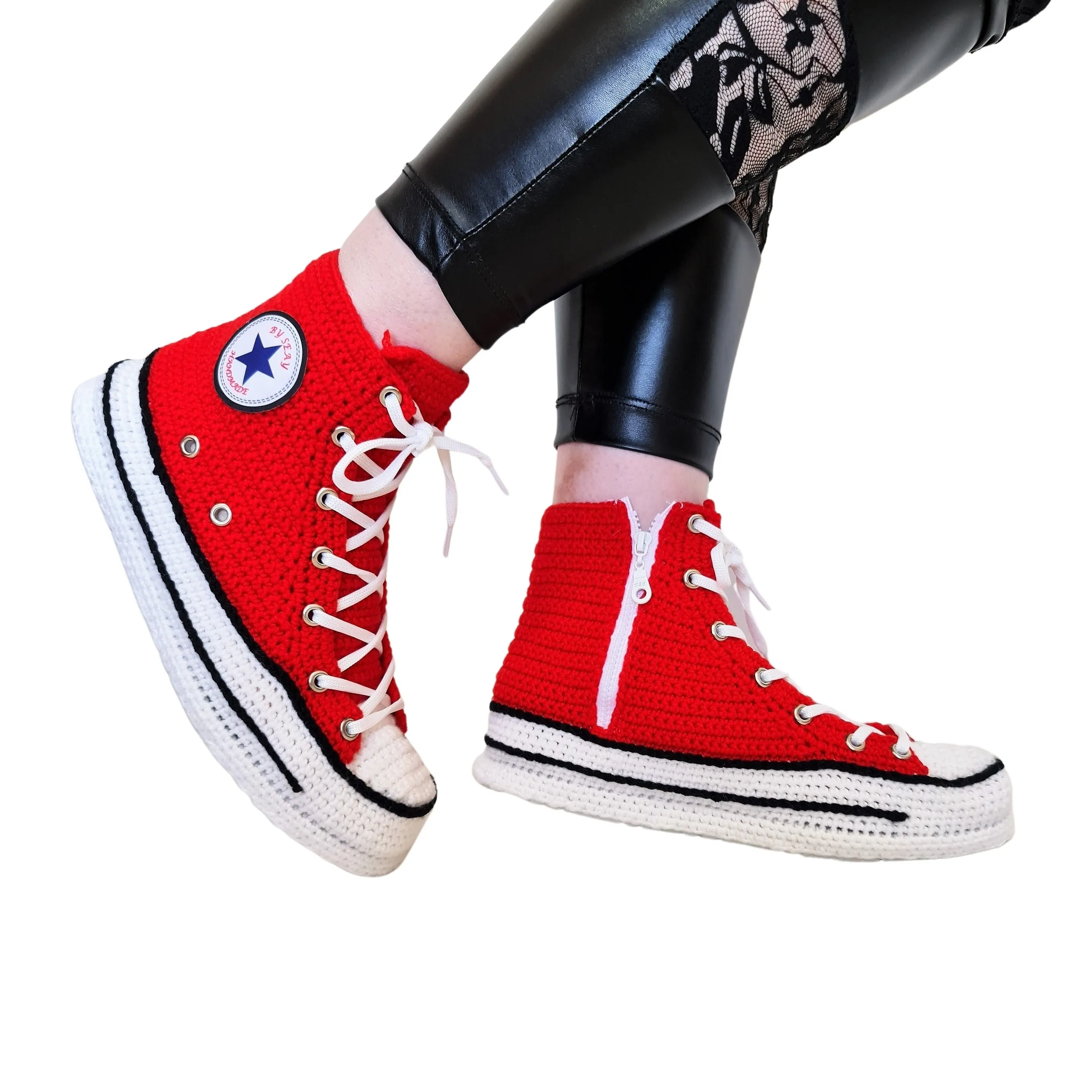 Red Sneakers Converse Slippers House Plush Shoes