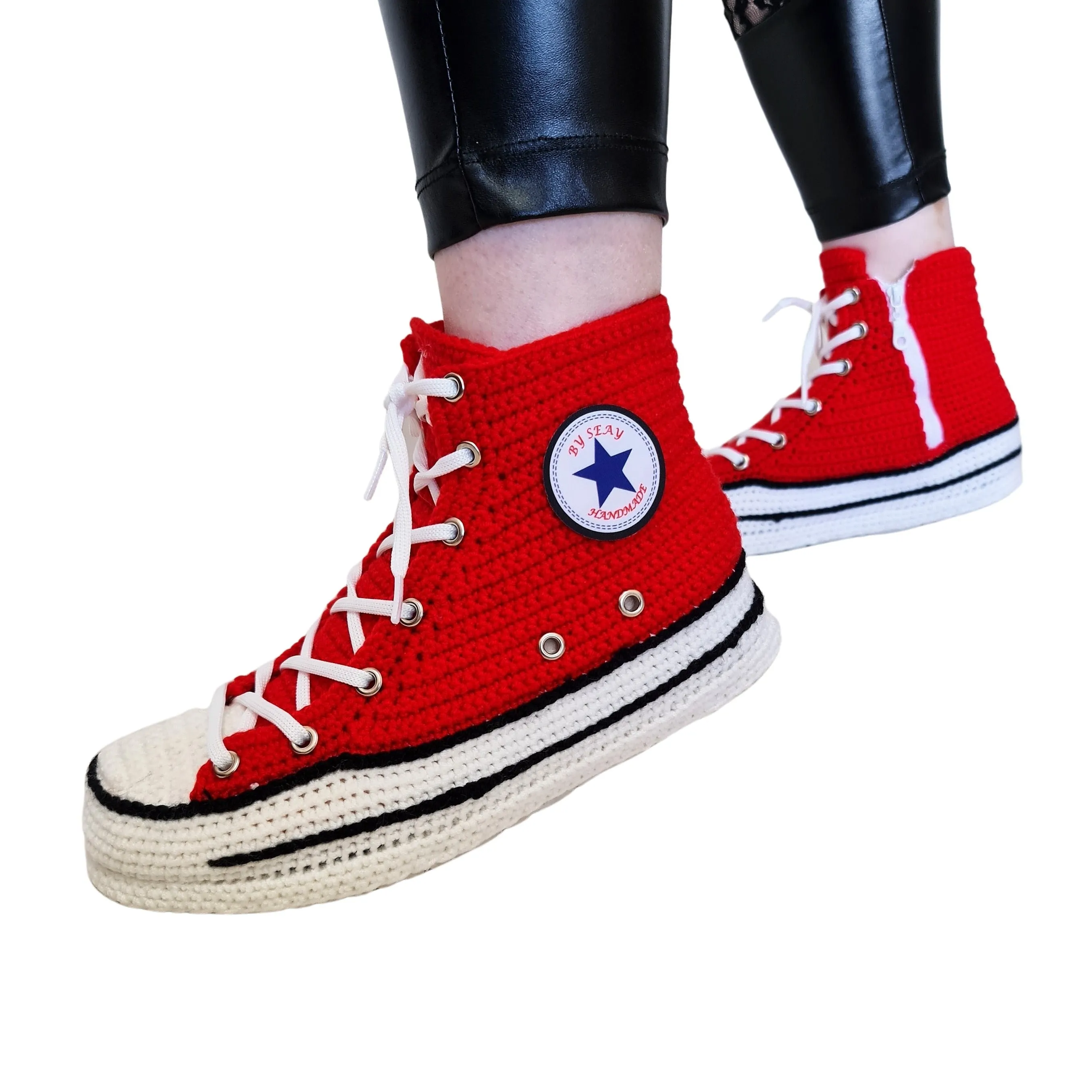 Red Sneakers Converse Slippers House Plush Shoes