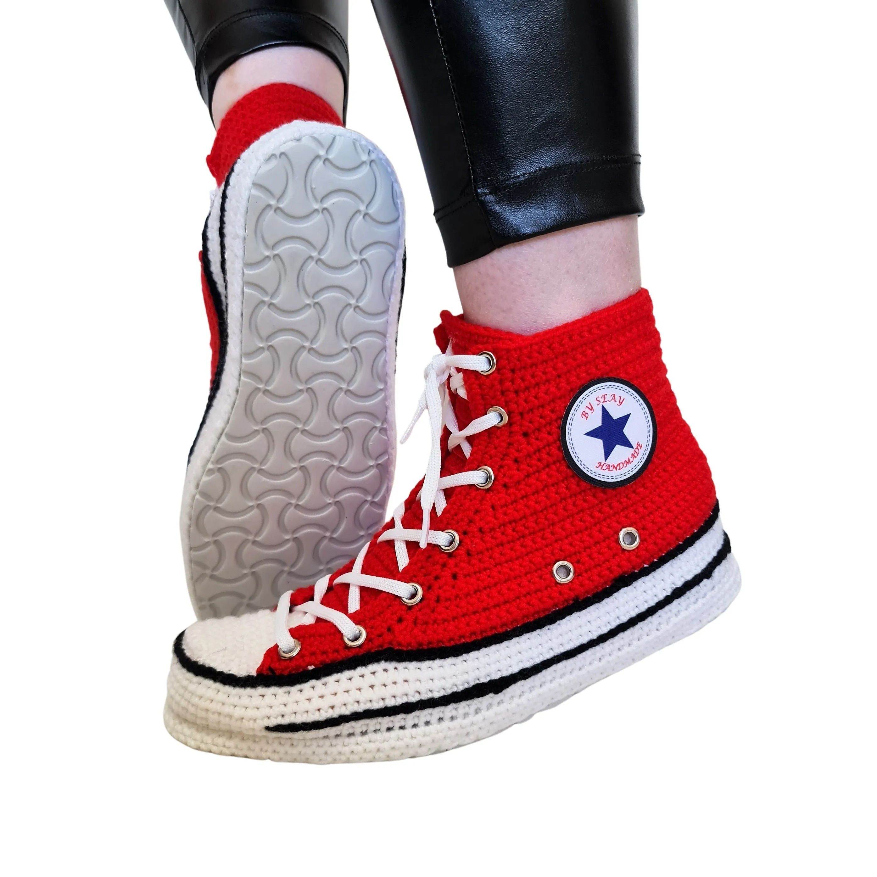 Red Sneakers Converse Slippers House Plush Shoes