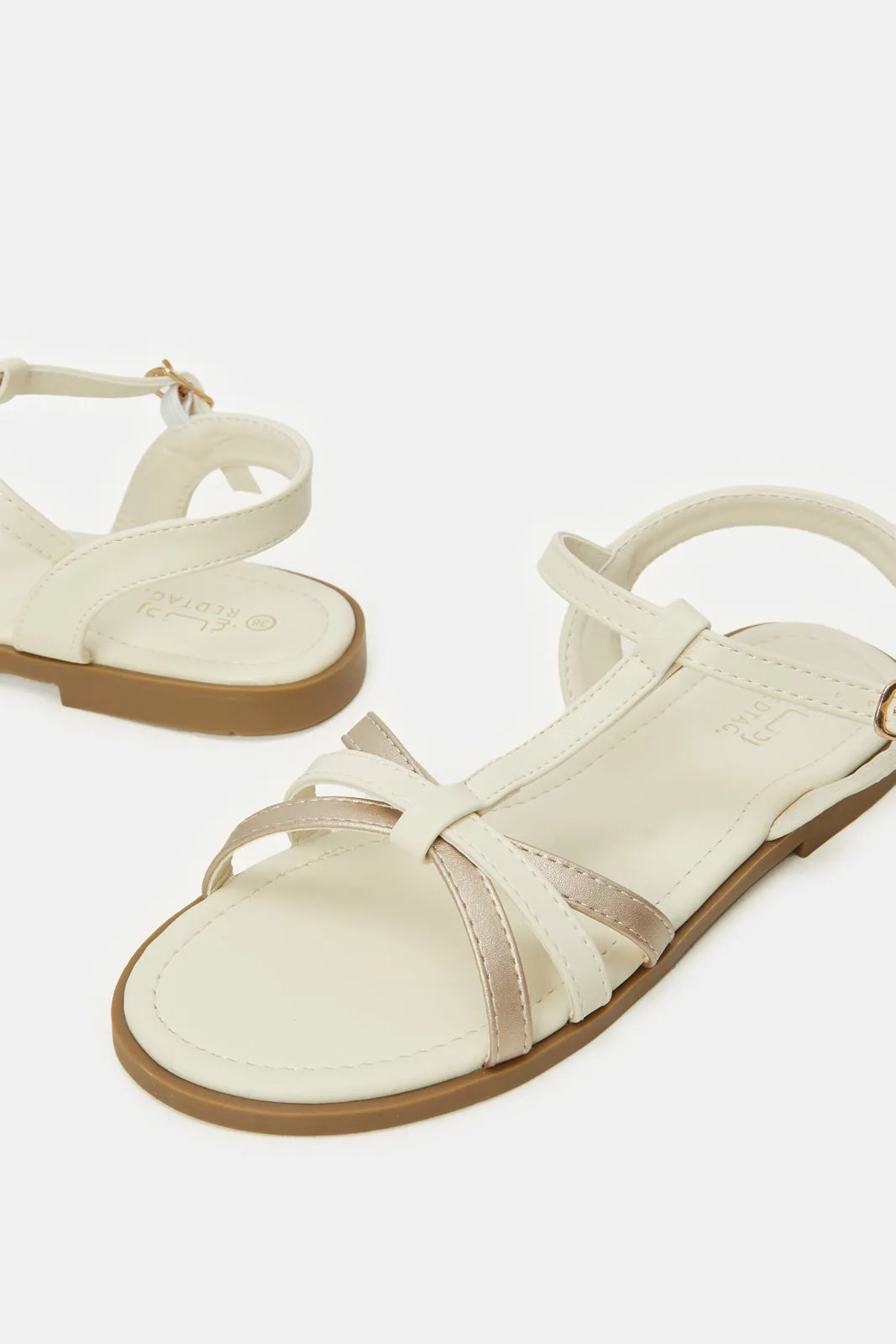 Senior Girls White Backstrap Sandal